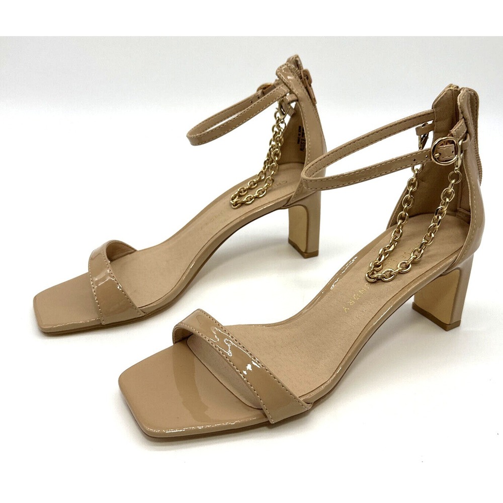 Chinese Laundry Tinie Block Heel Sandal Women's‎ Size 6.5 M Beige Open Toe